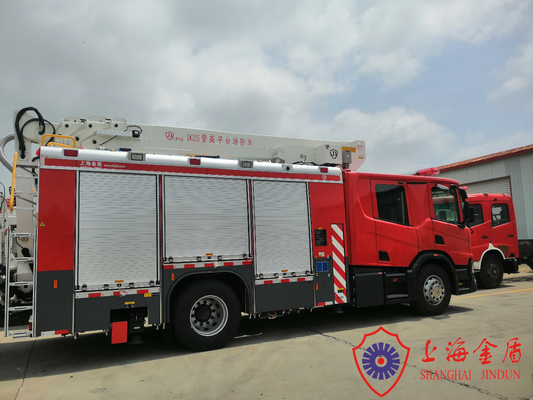 25m Boom 60m Spray Range Aerial Ladder Fire Truck with Stainless Steel Platform