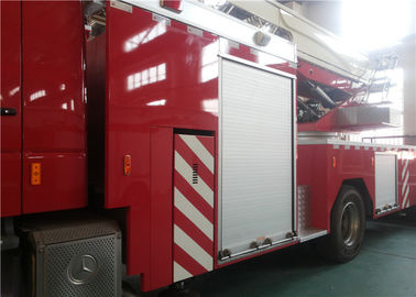 Single Cab Tiller Ladder Fire Truck , V Type Engine Mid Mount Aerial Fire Truck