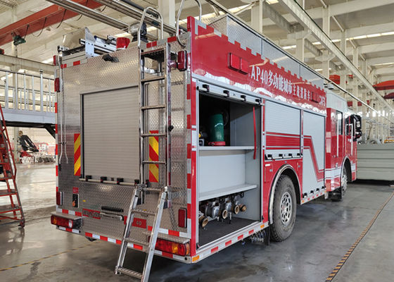 100Km/H Fire Brigade Emergency Rescue Truck 6.45m Telescopic Light 5000kg Crane
