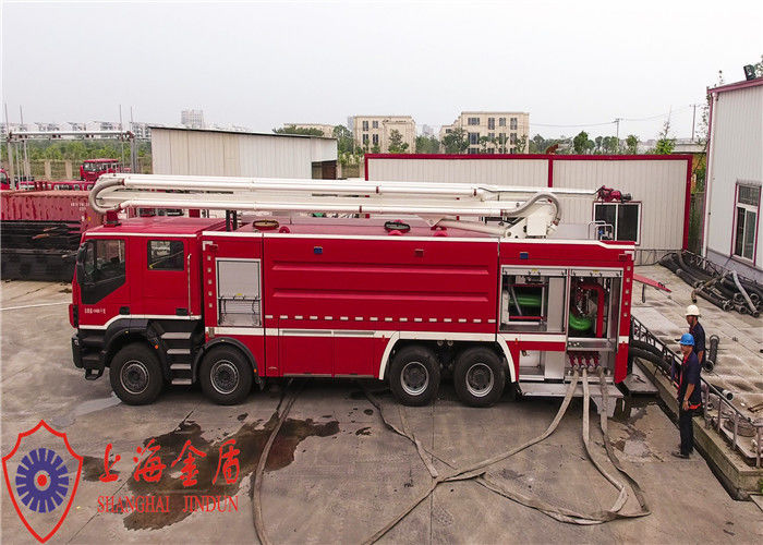 Six Seats 39 Ton 8x4 High Spraying Water Tower Fire Truck 25m Working Height