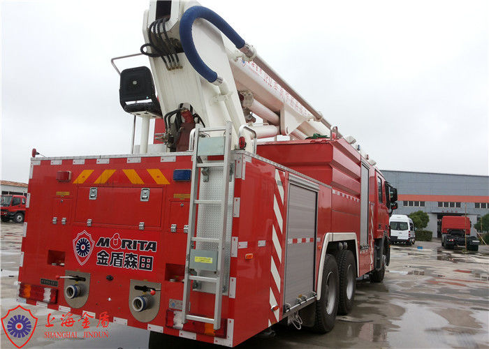Benz Chassis Water Tower Fire Truck Max Power 320KW Hydraulic System Pressure 20MPa