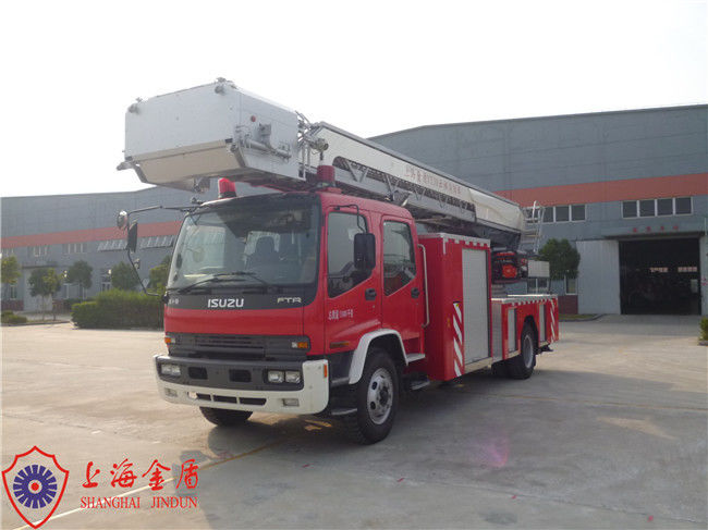 30m Working Height Commercial Aerial Ladder Fire Truck With Two Row Cab 6 Seats