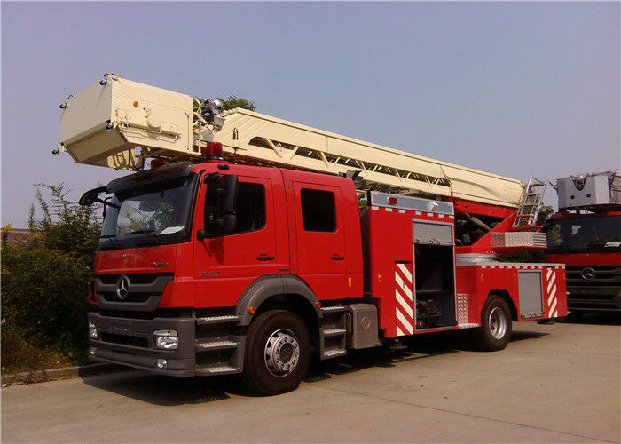 Single Cab Tiller Ladder Fire Truck , V Type Engine Mid Mount Aerial Fire Truck