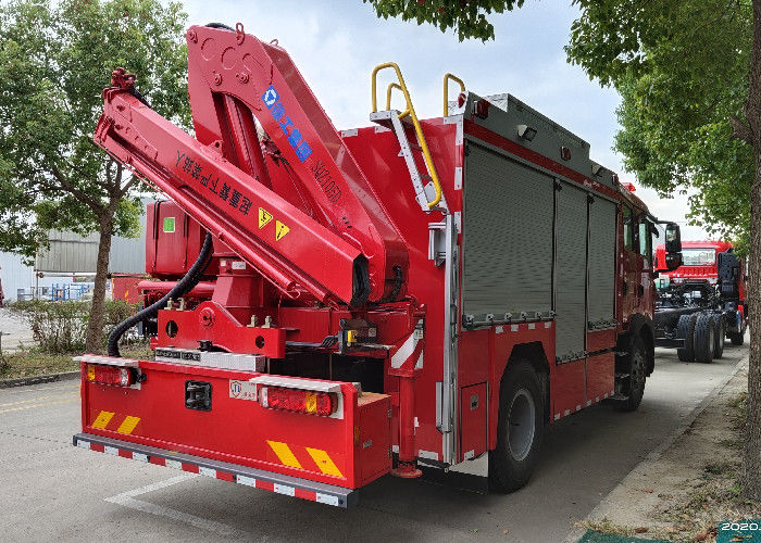 4 Section Ladders 4x2 Drive 100Km/h Emergency Rescue Vehicle with HIAB Crane