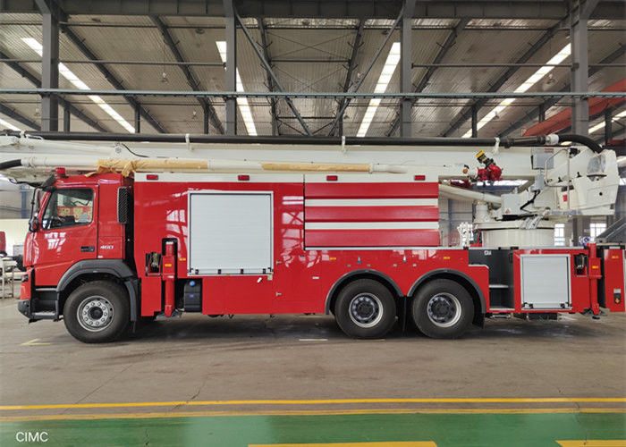 25M Height 4000L Foam and 18550L Water Water Tower Ladder Fire Truck 6×4 Driving