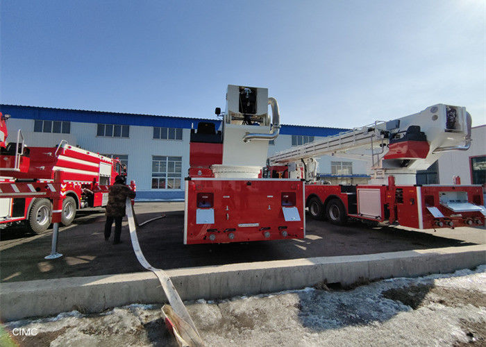 Two Seats 6x4 Chassis Aerial Ladder Fire Truck 9230Kg Net Weight