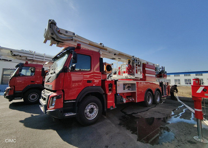 Euro 6 Emission Aerial Ladder Truck , CCC Tiller Ladder Fire Truck
