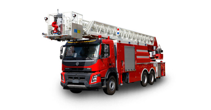 Shanghai Jindun H Style Aerial Ladder Fire Truck Platform 250kw Engine 6x4 Drive
