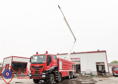 Six Seats 39 Ton 8x4 High Spraying Water Tower Fire Truck 25m Working Height