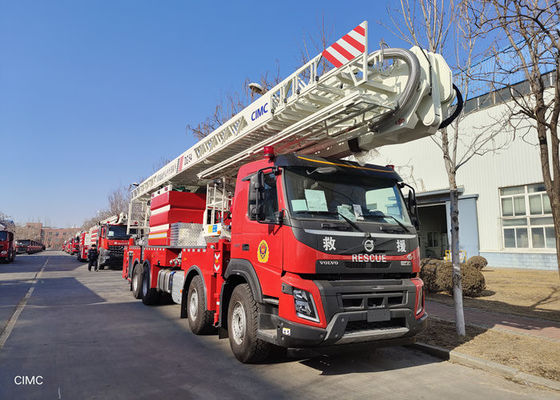 CIMC Single Cab Aerial Ladder Fire Truck 22.3m 6 Seats For Rescue